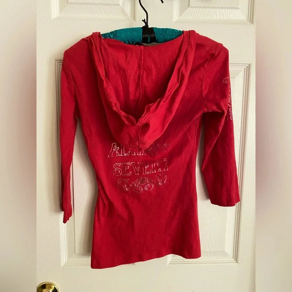 7 For All Mankind lightweight 3/4 sleeve hooded shirt - Picture 7 of 7